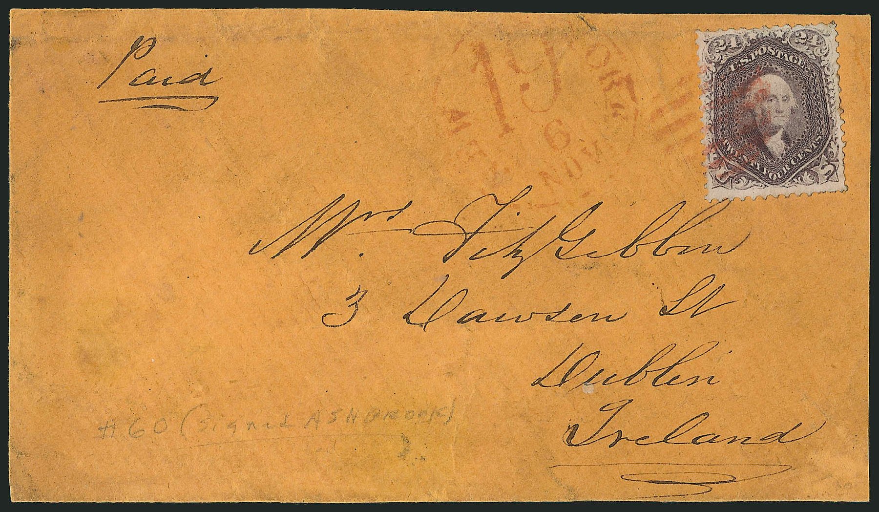 Value of US Stamp Scott # 70: 24c 1861 Washington. Robert Siegel Auction Galleries, Nov 2014, Sale 1084, Lot 3209
