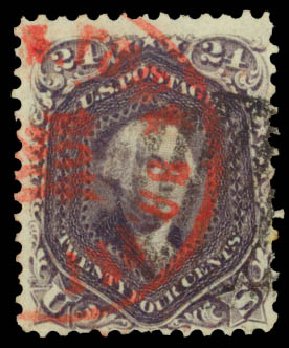 US Stamps Values Scott #70: 1861 24c Washington. Daniel Kelleher Auctions, Oct 2014, Sale 660, Lot 2095