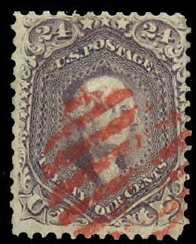 Values of US Stamp Scott Catalog #70: 24c 1861 Washington. Daniel Kelleher Auctions, Dec 2012, Sale 633, Lot 392