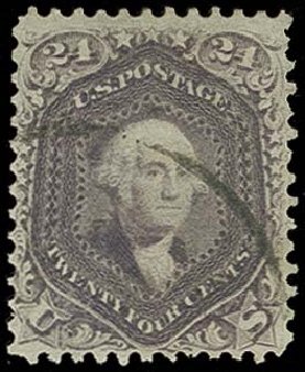 US Stamp Values Scott Cat. # 70: 1861 24c Washington. H.R. Harmer, Oct 2014, Sale 3006, Lot 1103