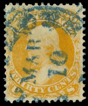 US Stamps Price Scott Cat. 71: 1861 30c Franklin. Daniel Kelleher Auctions, Oct 2014, Sale 660, Lot 2098