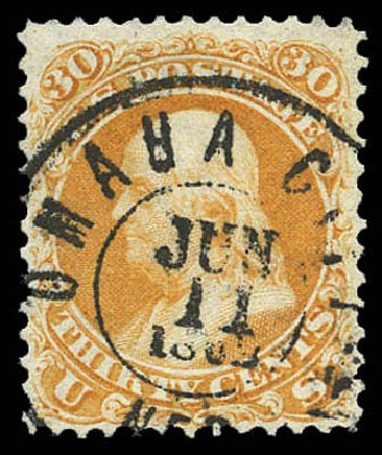 Prices of US Stamp Scott Catalog 71 - 1861 30c Franklin. Matthew Bennett International, Mar 2011, Sale 337, Lot 2529