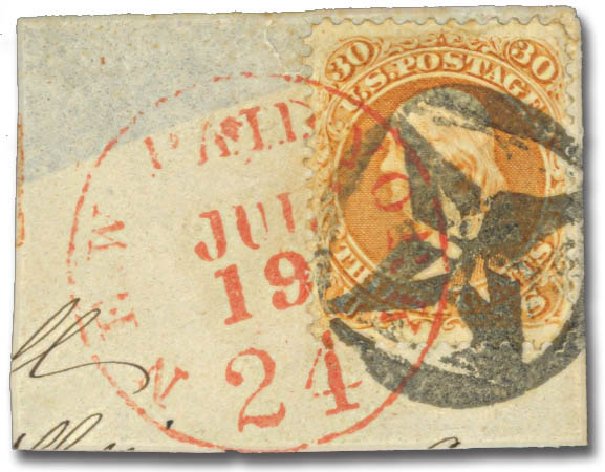 Costs of US Stamp Scott Catalogue #71 - 30c 1861 Franklin. Daniel Kelleher Auctions, Oct 2012, Sale 632, Lot 990
