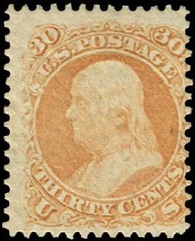 Values of US Stamps Scott Catalogue 71 - 30c 1861 Franklin. Regency-Superior, Nov 2014, Sale 108, Lot 170