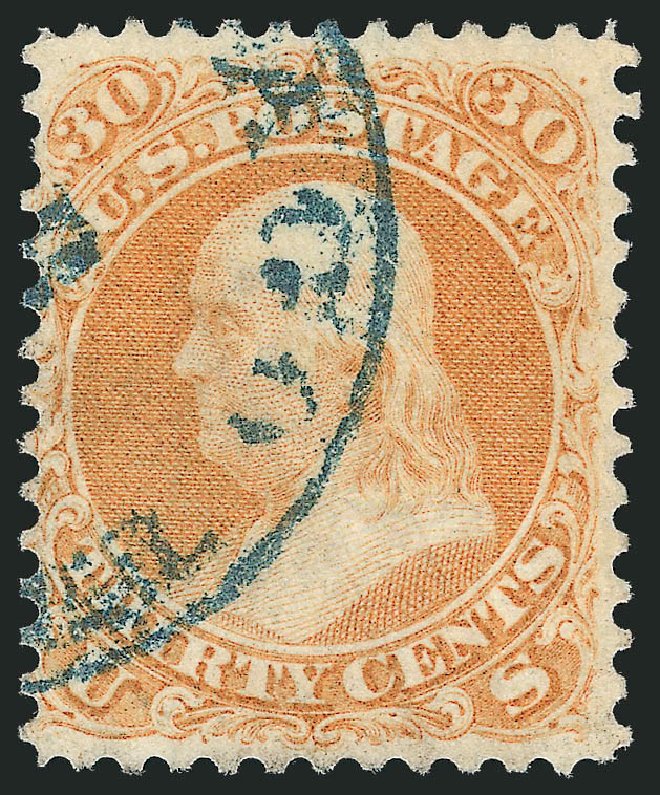 Value of US Stamps Scott 71: 30c 1861 Franklin. Robert Siegel Auction Galleries, Dec 2012, Sale 1037, Lot 1570