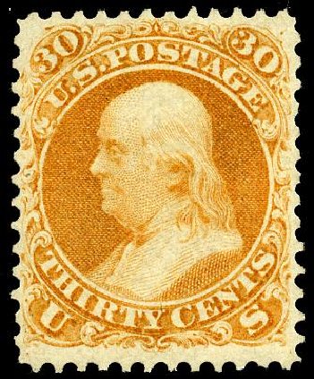 Price of US Stamp Scott # 71: 30c 1861 Franklin. Matthew Bennett International, May 2008, Sale 327, Lot 71