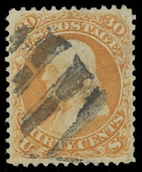 US Stamps Value Scott 71 - 1861 30c Franklin. Daniel Kelleher Auctions, Oct 2012, Sale 632, Lot 991