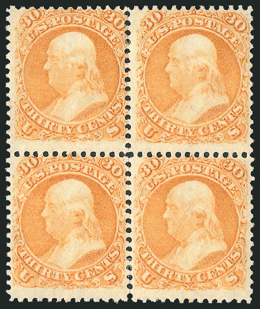 US Stamp Prices Scott Catalog # 71 - 1861 30c Franklin. Robert Siegel Auction Galleries, Mar 2012, Sale 1021, Lot 221