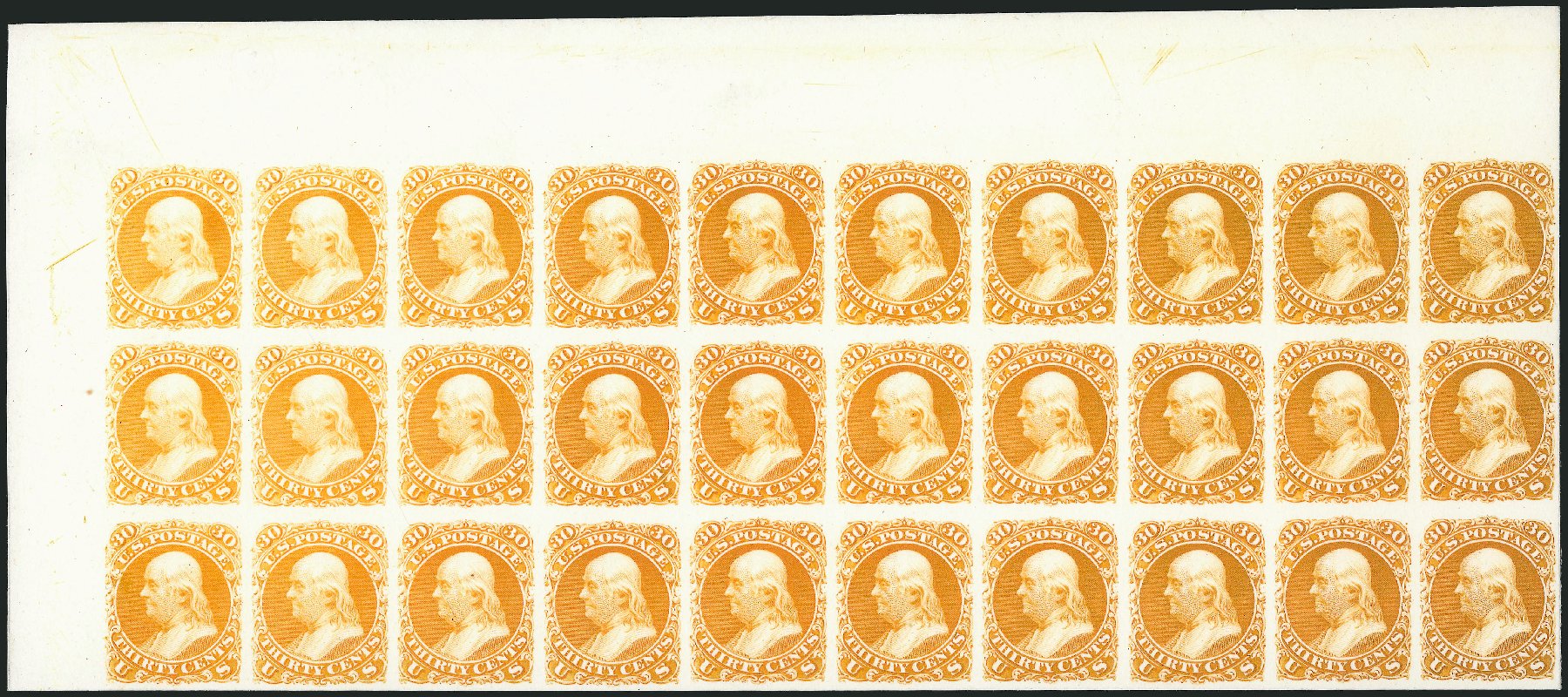 Cost of US Stamp Scott Catalogue # 71: 1861 30c Franklin. Robert Siegel Auction Galleries, May 2013, Sale 1044, Lot 31