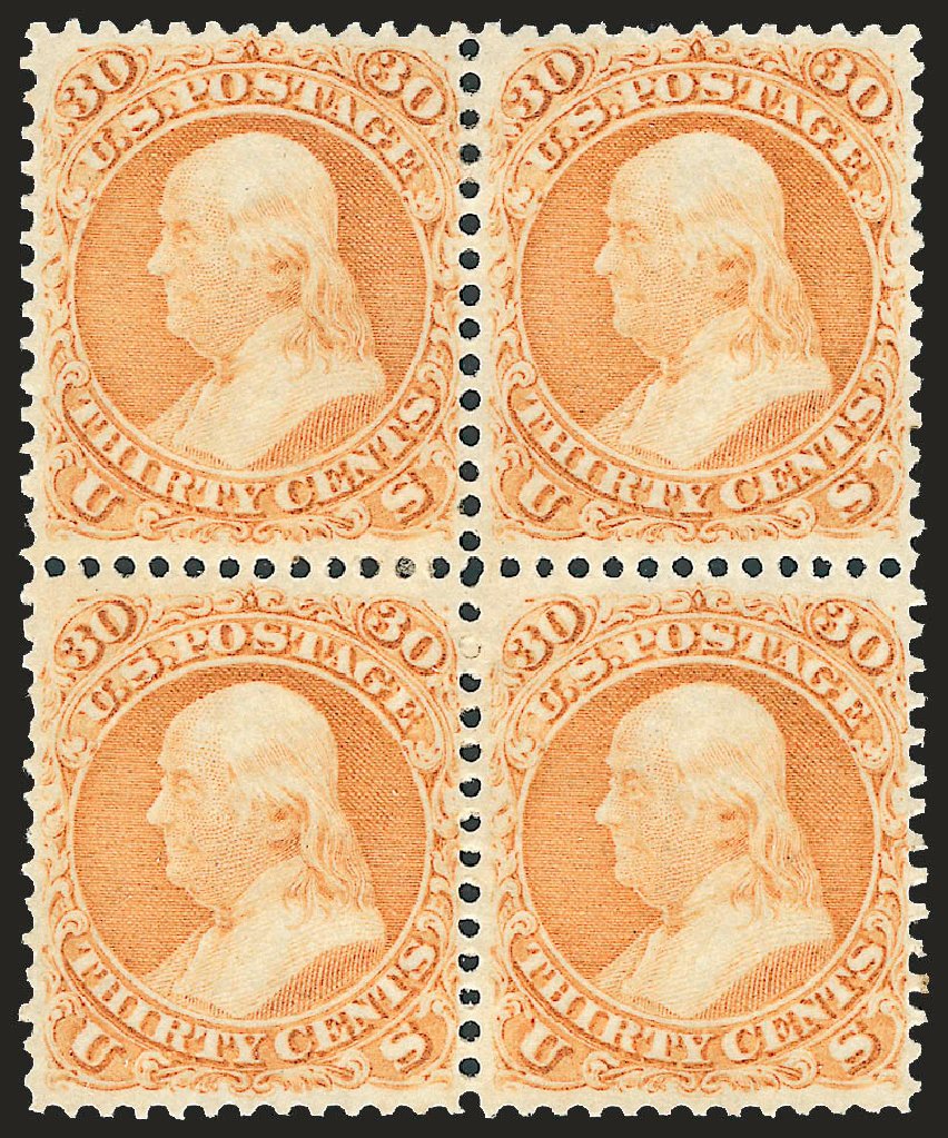 US Stamps Value Scott Cat. #71 - 30c 1861 Franklin. Robert Siegel Auction Galleries, Jan 2009, Sale 968, Lot 91