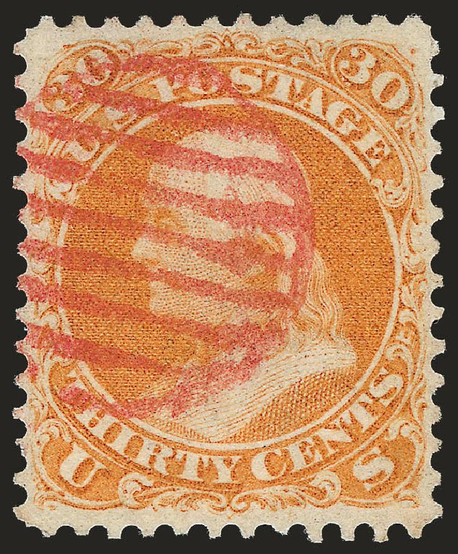US Stamps Value Scott Catalog #71: 1861 30c Franklin. Robert Siegel Auction Galleries, Apr 2010, Sale 984, Lot 301