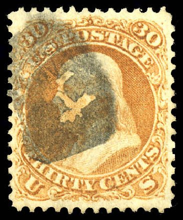 Value of US Stamp Scott #71: 30c 1861 Franklin. Matthew Bennett International, Dec 2008, Sale 330, Lot 1504