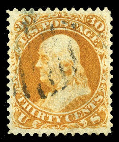 US Stamps Value Scott # 71 - 30c 1861 Franklin. Matthew Bennett International, Sep 2011, Sale 338, Lot 1744