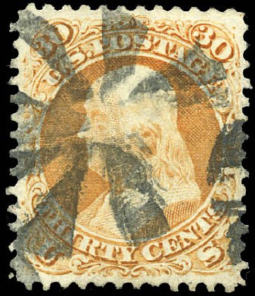 Price of US Stamps Scott #71 - 1861 30c Franklin. Matthew Bennett International, Feb 2012, Sale 340, Lot 174