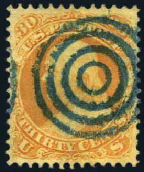 US Stamps Values Scott # 71: 1861 30c Franklin. Harmer-Schau Auction Galleries, May 2012, Sale 93, Lot 264