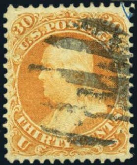 US Stamps Value Scott Cat. #71: 30c 1861 Franklin. Harmer-Schau Auction Galleries, Jan 2013, Sale 96, Lot 434