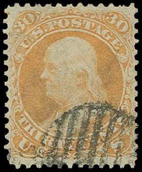 Cost of US Stamps Scott Catalog # 71 - 30c 1861 Franklin. H.R. Harmer, Oct 2014, Sale 3006, Lot 1104