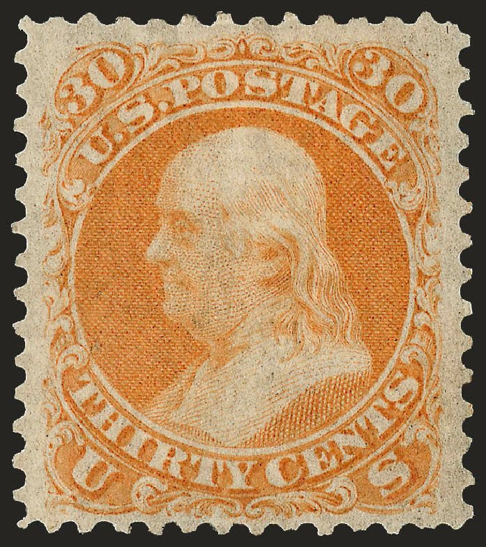 Values of US Stamp Scott Catalogue # 71 - 1861 30c Franklin. Robert Siegel Auction Galleries, Sep 2008, Sale 962, Lot 2334