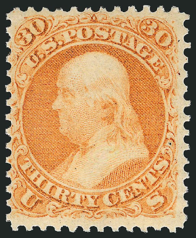US Stamp Prices Scott # 71 - 1861 30c Franklin. Robert Siegel Auction Galleries, Oct 2008, Sale 963, Lot 514