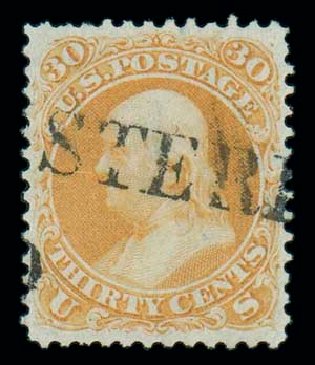 Prices of US Stamps Scott Catalogue 71: 30c 1861 Franklin. Matthew Bennett International, Dec 2007, Sale 323, Lot 205