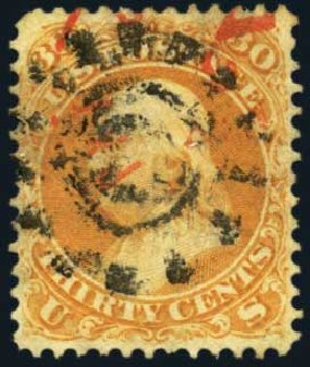 Price of US Stamp Scott # 71 - 30c 1861 Franklin. Harmer-Schau Auction Galleries, Oct 2012, Sale 95, Lot 175