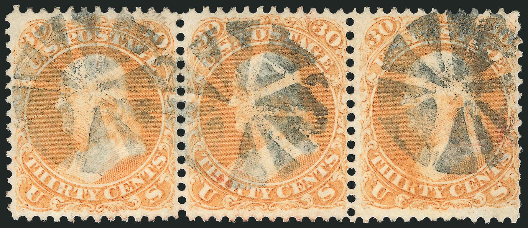US Stamp Value Scott Catalog #71: 30c 1861 Franklin. Robert Siegel Auction Galleries, Nov 2013, Sale 1061, Lot 3485