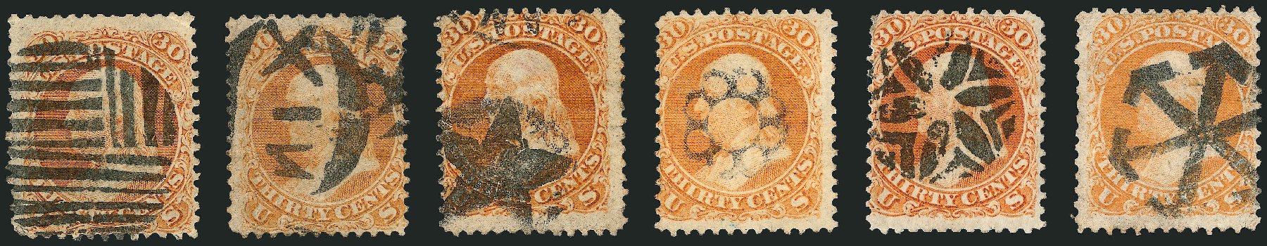 Costs of US Stamp Scott #71: 1861 30c Franklin. Robert Siegel Auction Galleries, Oct 2008, Sale 963, Lot 515