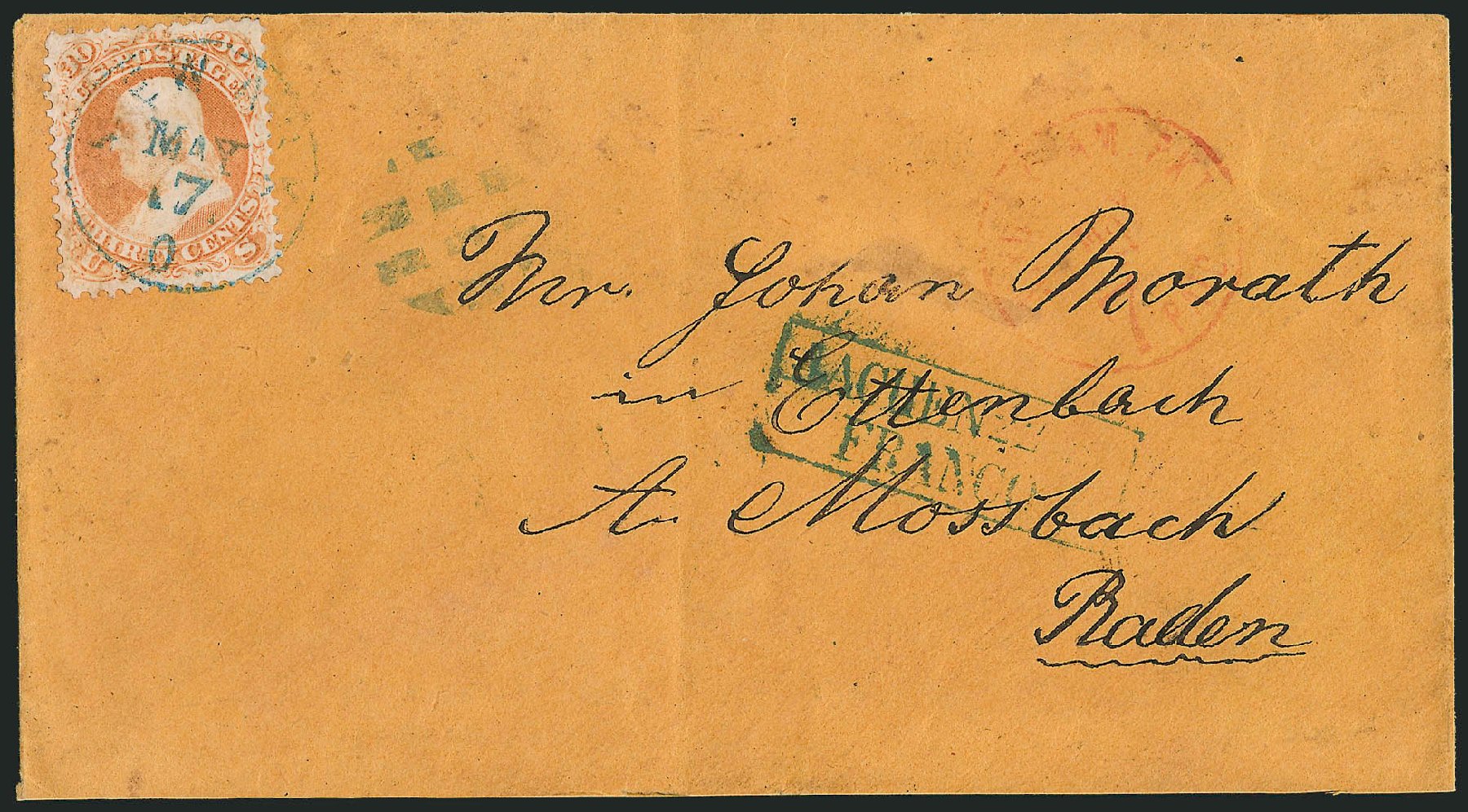 US Stamp Prices Scott 71 - 1861 30c Franklin. Robert Siegel Auction Galleries, Sep 2010, Sale 993, Lot 445