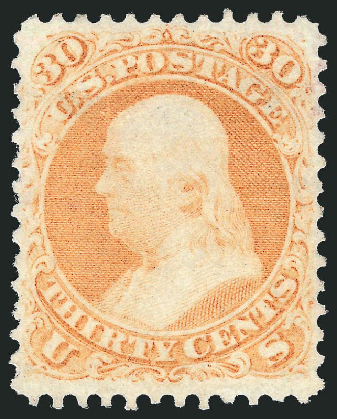 Cost of US Stamp Scott 71: 1861 30c Franklin. Robert Siegel Auction Galleries, Oct 2010, Sale 997, Lot 5355