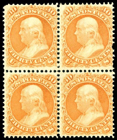 US Stamp Prices Scott Cat. # 71 - 1861 30c Franklin. Matthew Bennett International, Dec 2008, Sale 330, Lot 1503