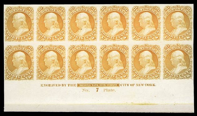 Costs of US Stamps Scott # 71: 30c 1861 Franklin. Matthew Bennett International, Sep 2012, Sale 346, Lot 703