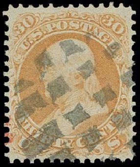 US Stamp Price Scott Catalog 71 - 30c 1861 Franklin. H.R. Harmer, Jun 2013, Sale 3003, Lot 1073