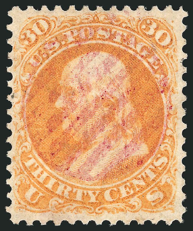 Costs of US Stamp Scott Catalogue # 71 - 1861 30c Franklin. Robert Siegel Auction Galleries, Dec 2013, Sale 1062, Lot 233