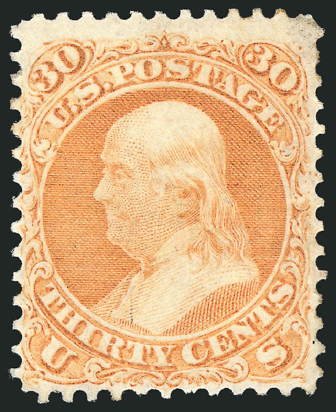 Price of US Stamps Scott Cat. # 71 - 30c 1861 Franklin. Robert Siegel Auction Galleries, Dec 2014, Sale 1090, Lot 1203