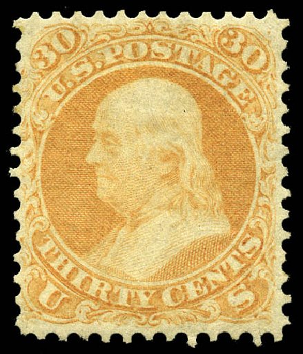 Prices of US Stamp Scott 71 - 30c 1861 Franklin. Matthew Bennett International, May 2014, Sale 350, Lot 126