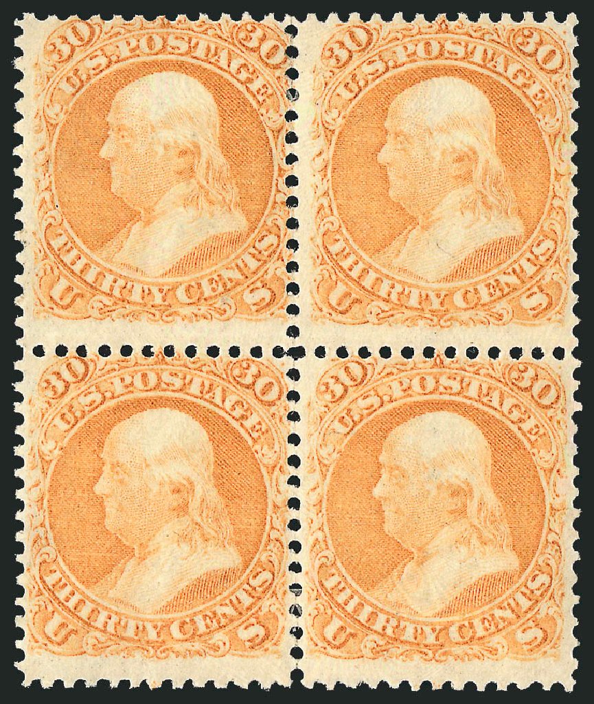 Prices of US Stamp Scott Catalogue #71 - 1861 30c Franklin. Robert Siegel Auction Galleries, Mar 2014, Sale 1067, Lot 1046