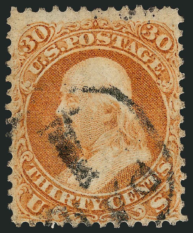Prices of US Stamps Scott Cat. 71: 1861 30c Franklin. Robert Siegel Auction Galleries, Oct 2008, Sale 963, Lot 516