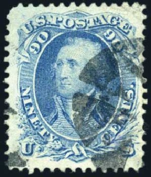 US Stamps Prices Scott Cat. #72 - 90c 1861 Washington. Harmer-Schau Auction Galleries, Feb 2009, Sale 80, Lot 1120