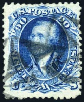 US Stamps Values Scott Catalogue # 72: 1861 90c Washington. Harmer-Schau Auction Galleries, Feb 2010, Sale 84, Lot 1340