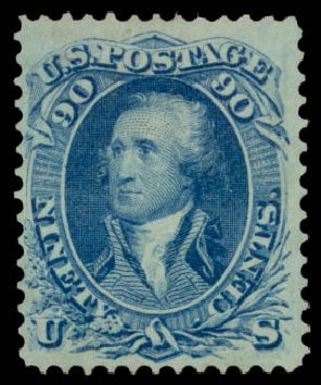 Price of US Stamps Scott Cat. #72 - 90c 1861 Washington. Daniel Kelleher Auctions, Sep 2014, Sale 655, Lot 220