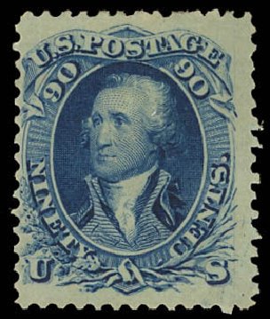 Value of US Stamp Scott Catalog 72 - 1861 90c Washington. Daniel Kelleher Auctions, Aug 2012, Sale 631, Lot 771