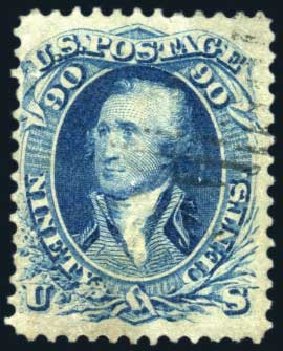 Value of US Stamps Scott Cat. #72 - 1861 90c Washington. Harmer-Schau Auction Galleries, Jun 2008, Sale 78, Lot 1314