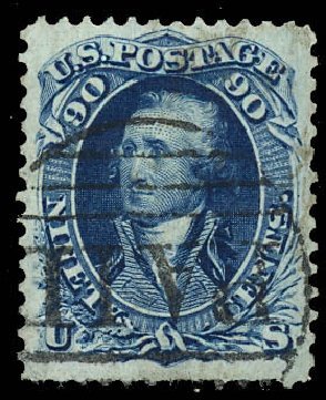 Value of US Stamp Scott Catalogue # 72: 1861 90c Washington. Daniel Kelleher Auctions, Dec 2012, Sale 633, Lot 394