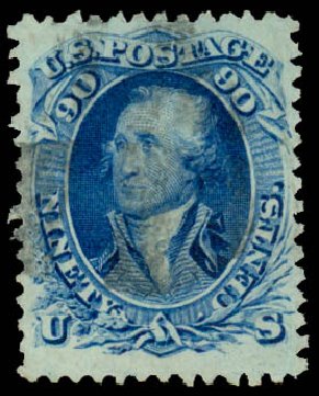 US Stamps Price Scott Cat. 72: 1861 90c Washington. Daniel Kelleher Auctions, Mar 2014, Sale 648, Lot 2042