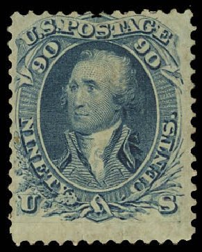 US Stamp Value Scott # 72 - 1861 90c Washington. Daniel Kelleher Auctions, Aug 2012, Sale 631, Lot 773