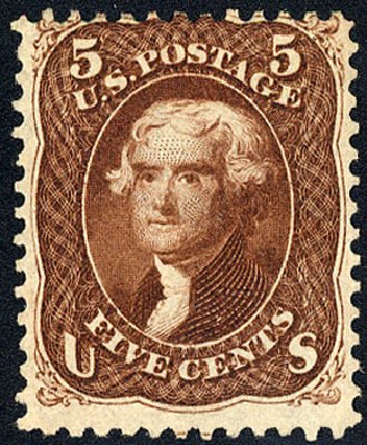 Price of US Stamp Scott Cat. #75: 5c 1862 Jefferson. Cherrystone Auctions, Jan 2010, Sale 201001, Lot 67