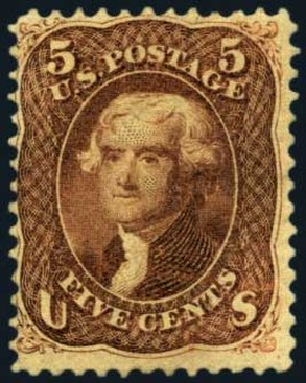 Costs of US Stamps Scott 75: 5c 1862 Jefferson. Harmer-Schau Auction Galleries, Aug 2012, Sale 94, Lot 1107