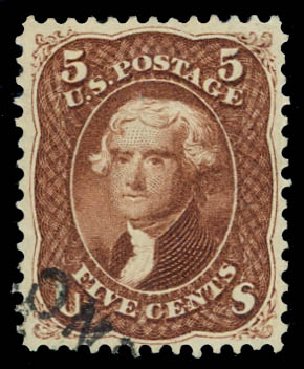 US Stamp Value Scott Catalogue #75 - 1862 5c Jefferson. Daniel Kelleher Auctions, Jul 2011, Sale 625, Lot 717