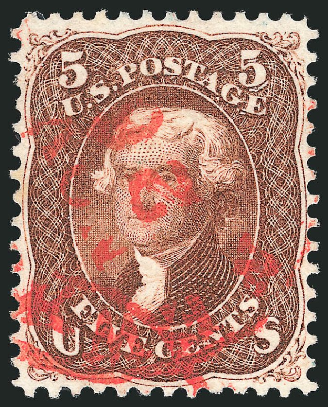 US Stamp Price Scott Catalogue 75: 5c 1862 Jefferson. Robert Siegel Auction Galleries, Dec 2013, Sale 1062, Lot 247