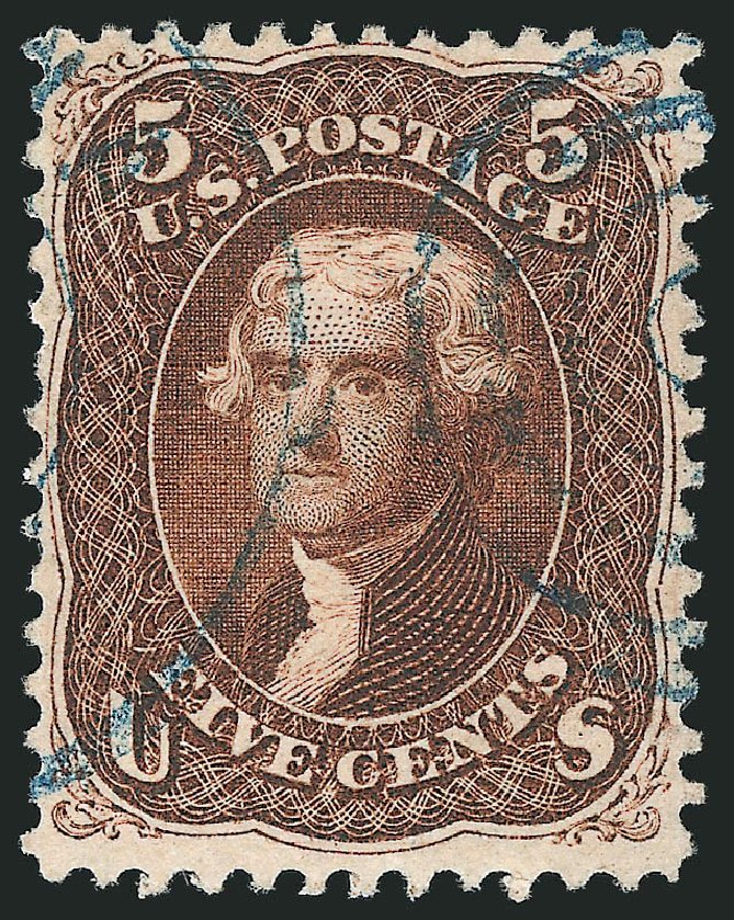 US Stamp Values Scott Cat. 75 - 5c 1862 Jefferson. Robert Siegel Auction Galleries, Mar 2014, Sale 1067, Lot 1057